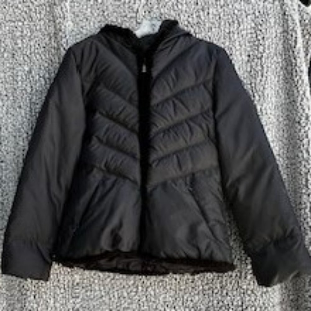 PASHA & JO Dark Brown Puffer Style Jacket with Fur Trim